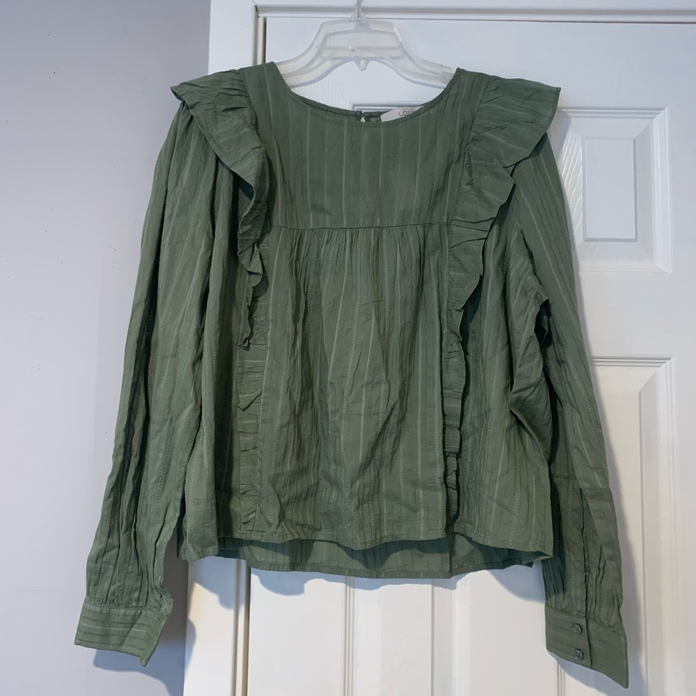 LOFT Green Blouse Size XL NWT